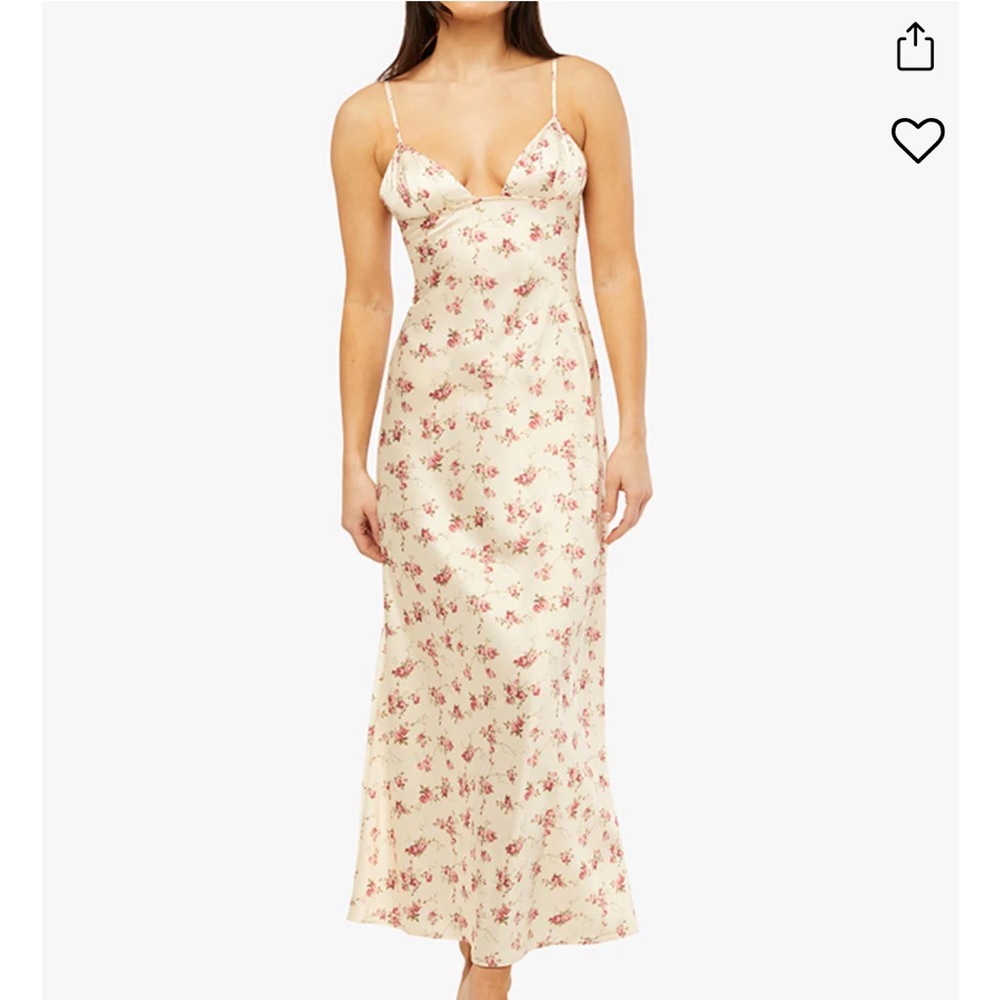 WeWoreWhat silk Floral Maxi Dress - Cream and Pink
